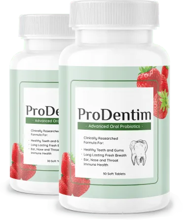 The seller's photo of two ProDentim bottles, the 2-bottle plan at $79 per bottle