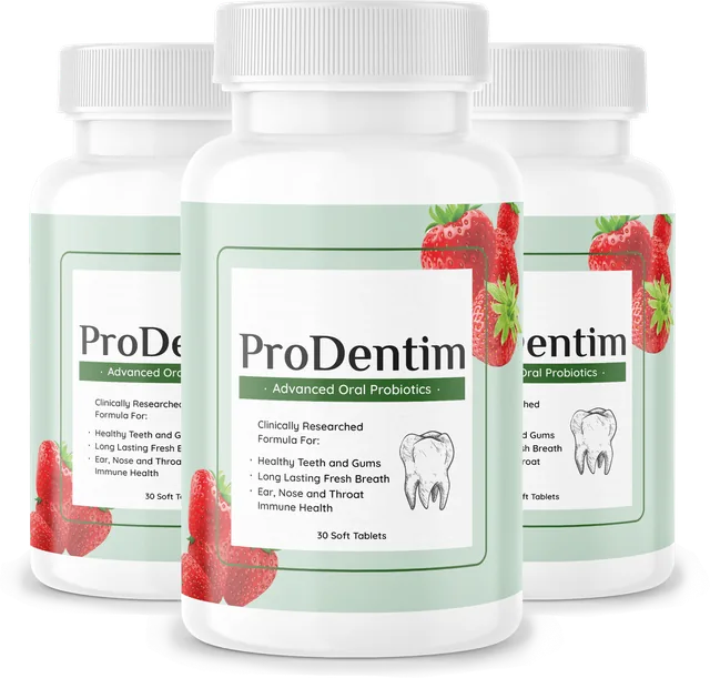 The seller's photo of three ProDentim bottles, the 3-bottle plan at $69 per bottle